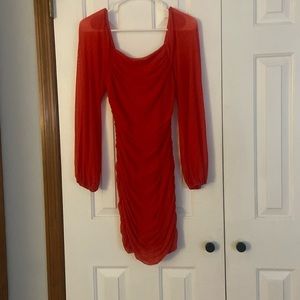 Red long sleeve dress